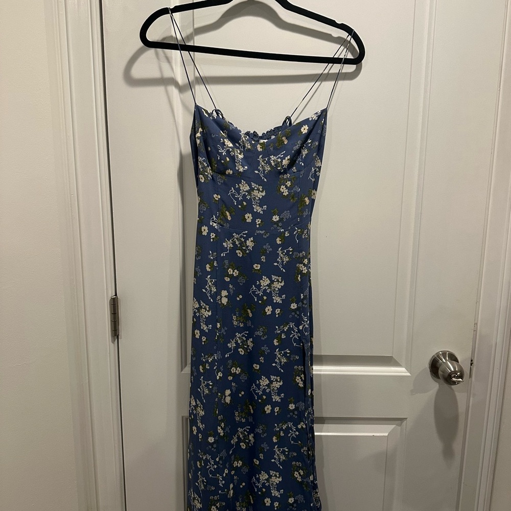 Reformation Blue Floral Spaghetti Strap Dress - Picture 2 of 7
